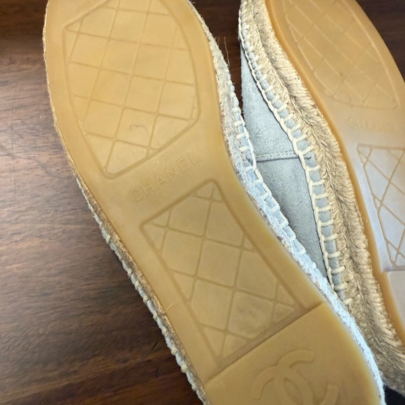 CHANEL Light Blue Suede Leather Espadrille Flats Shoes 37 - Picture 9 of 9